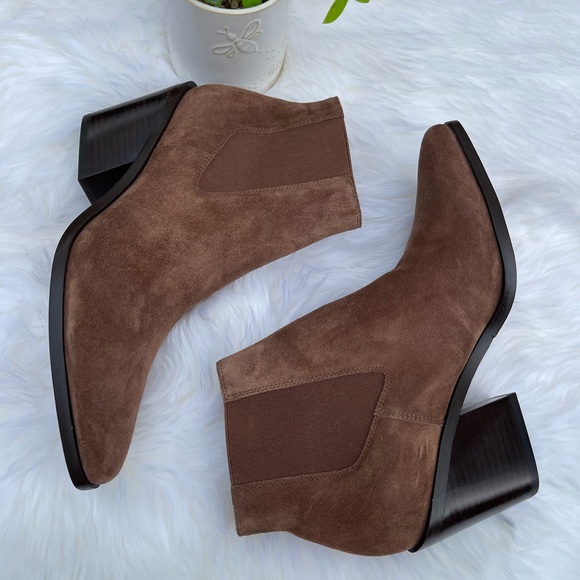 RAG & BONE Razor Brown suede pointed toe Block heel chelsea boot women 40/ 10 - Picture 10 of 11